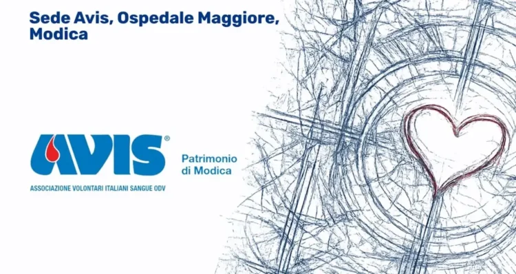 Logo AVIS con la scritta "Patrimonio di Modica" e l'indicazione della sede presso l'Ospedale Maggiore di Modica