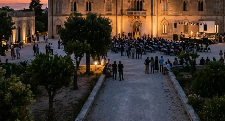Il Castello di Donnafugata a Ragusa in una serata estiva, sede del DonnaFugata Film Festival 2026.