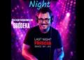 Locandina della serata danzante con un dj in cuffie e maglietta nera, sfondo viola con luci e la scritta Suddeka.