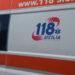 Fiancata di un'ambulanza del 118 Sicilia – Regione Siciliana con logo in blu e rosso