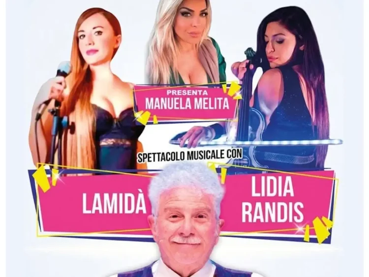 Locandina dello spettacolo con i volti di Lamidà, Manuela Melita, Lidia Randis ed Enrico Guarneri.