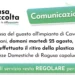 Locandina informativa del Comune di Ragusa sulla sospensione della raccolta della plastica il 25 agosto 2026