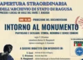 Locandina dell'Archivio di Stato di Ragusa con il documentario Intorno al monumento e i loghi di ANPI e ANEI