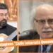 Il chitarrista Lino Gatto con la chitarra classica accanto a un uomo con gli occhiali al microfono. Banner del Caffè Quasimodo di Modica