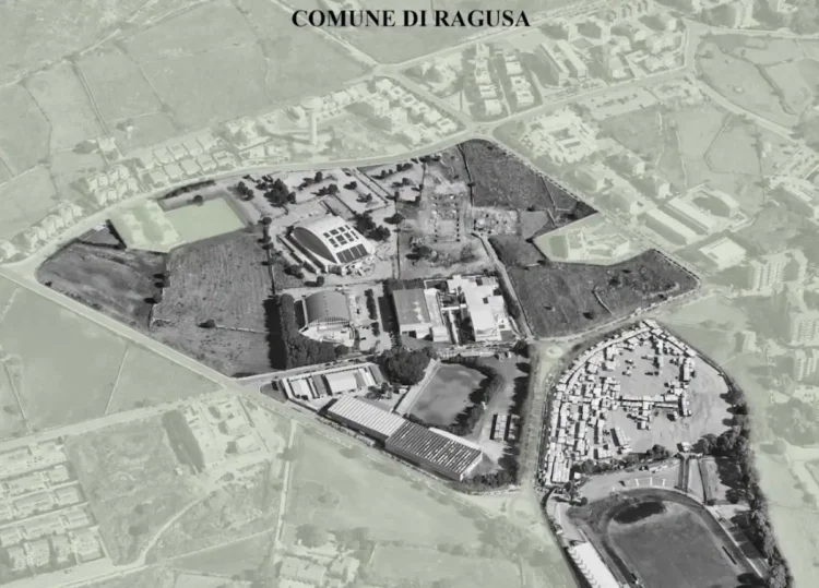Planimetria aerea del quartiere Selvaggio a Ragusa, individuato per la Cittadella dello Sport