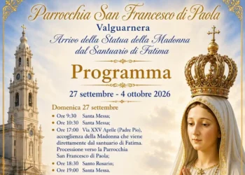 Locandina con il programma di arrivo della statua della Madonna di Fatima a Valguarnera