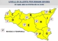 Mappa della Sicilia con le zone di allerta gialla per rovesci o temporali il 20 settembre 2026