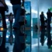Passeggeri con bagagli all’interno di un terminal aeroportuale