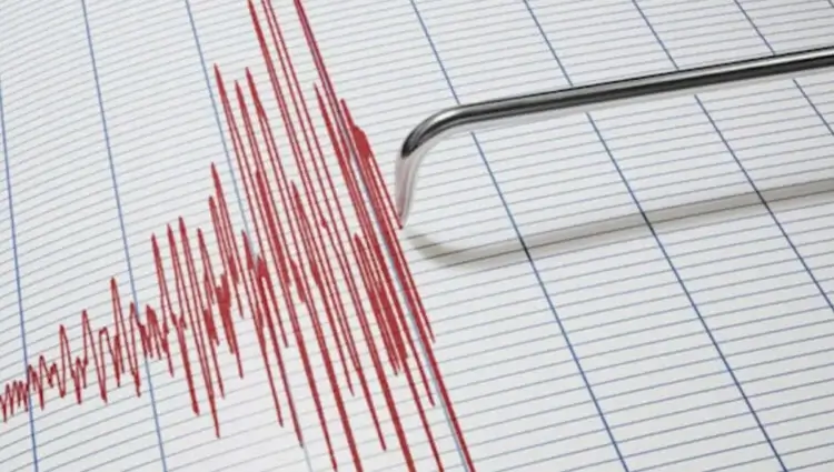Sismografo su carta millimetrata: la linea rossa registra picchi ravvicinati, come in uno sciame sismico