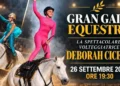 Locandina del Gran Galà Equestre: volteggiatrici su cavalli bianchi, spettacoli equestri Fiera di Ragusa