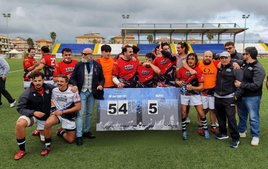 Giocatori del XV del Sud-Est in campo a Ragusa durante la partita di Serie B contro il San Gregorio