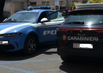 Auto della Polizia di Stato e dei Carabinieri parcheggiate una accanto all'altra, immagine per il tentato furto a Vittoria